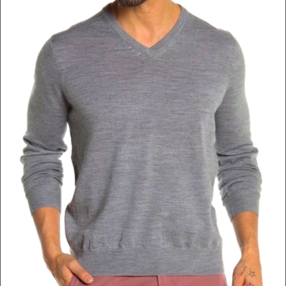 Thomas Dean Gray Wool-blend V Neck Sweater Sz. XXL